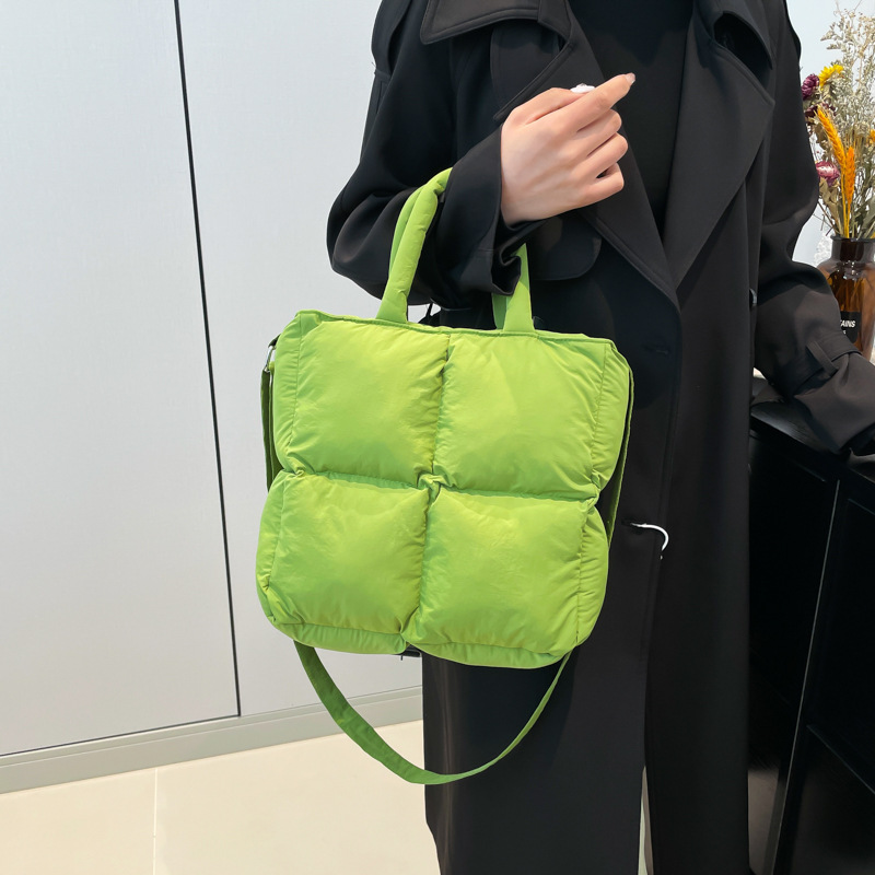 Cross-Border Down Bag Women Soft Square Handbag Trendy Space Cotton Clothing Bag Lightweight Padded Shoulder Crossbody Bag